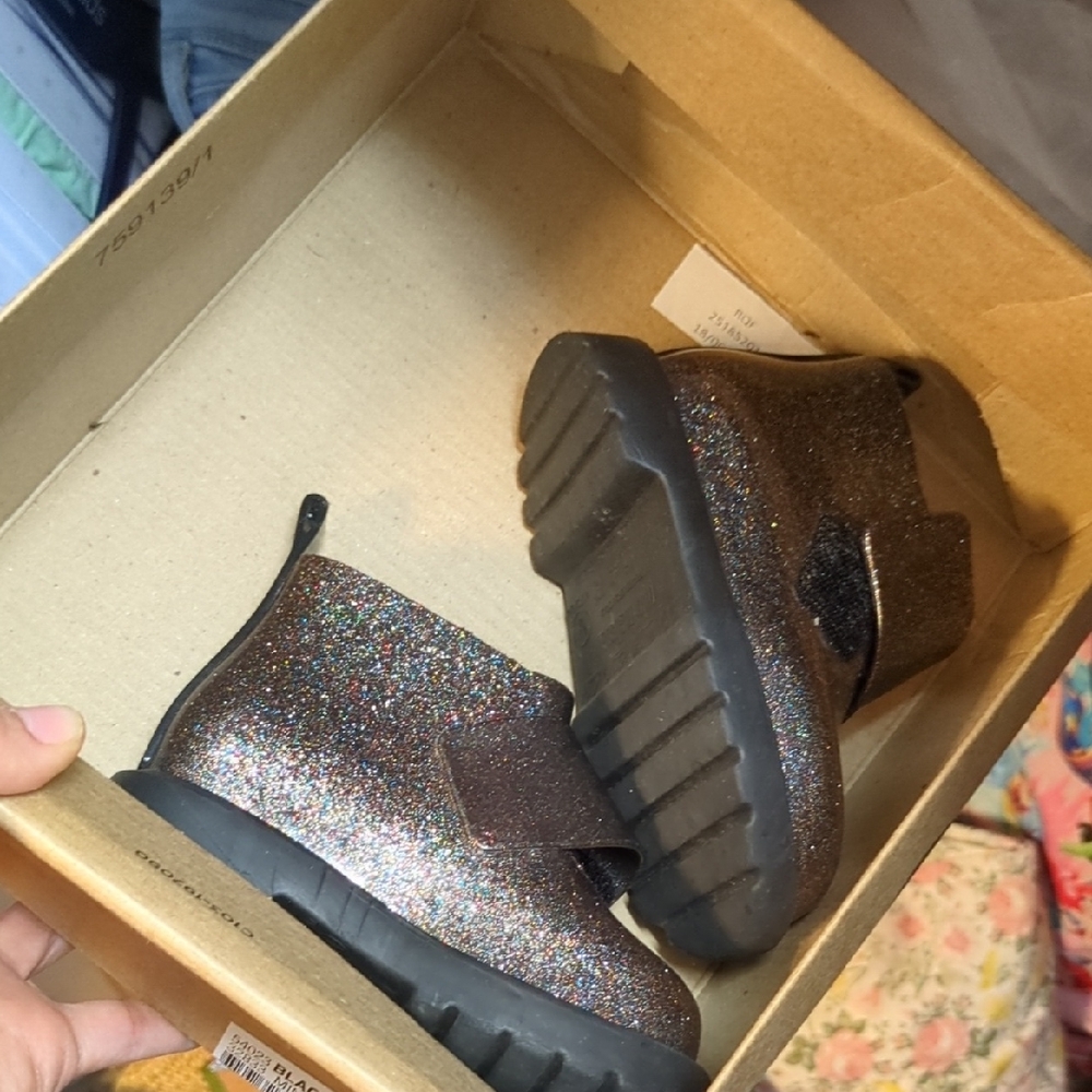 Glittery Black Kids Shoes